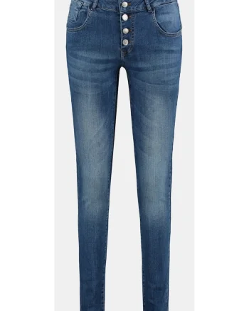 Blugi Skinny Fit cu inchidere cu nasturi
