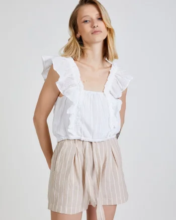 Bluza din bumbac cu volane