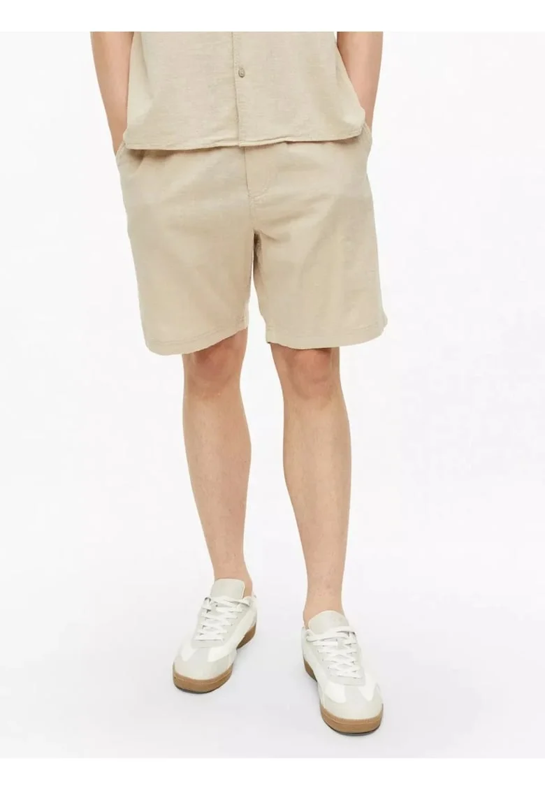 Pantaloni scurti barbati, din bumbac, Relaxed fit, Straight leg, Detroit, Bej