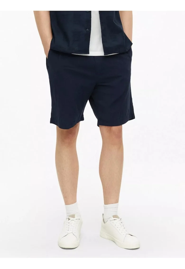 Pantaloni scurti barbati, din bumbac, Relaxed fit, Straight leg, Detroit, Bleumarin inchis