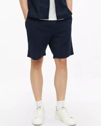 Pantaloni scurti barbati, din bumbac, Relaxed fit, Straight leg, Detroit, Bleumarin inchis