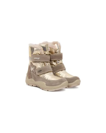 Ghete de zapada pentru fete,  305466051, textil, bej/auriu