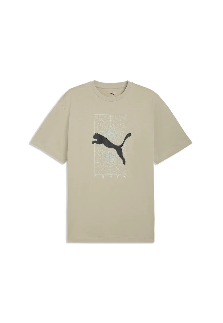 Tricou regular-fit cu imprimeu, Negru/Maro camel/Albastru glaciar