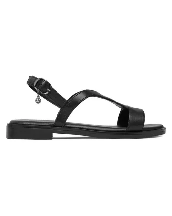 Sandale dama  piele naturala, inchidere cu catarama, negru, Negru