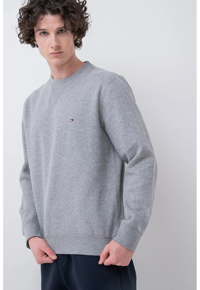 Bluza de trening regular fit cu decolteu la baza gatului, Gri deschis melange