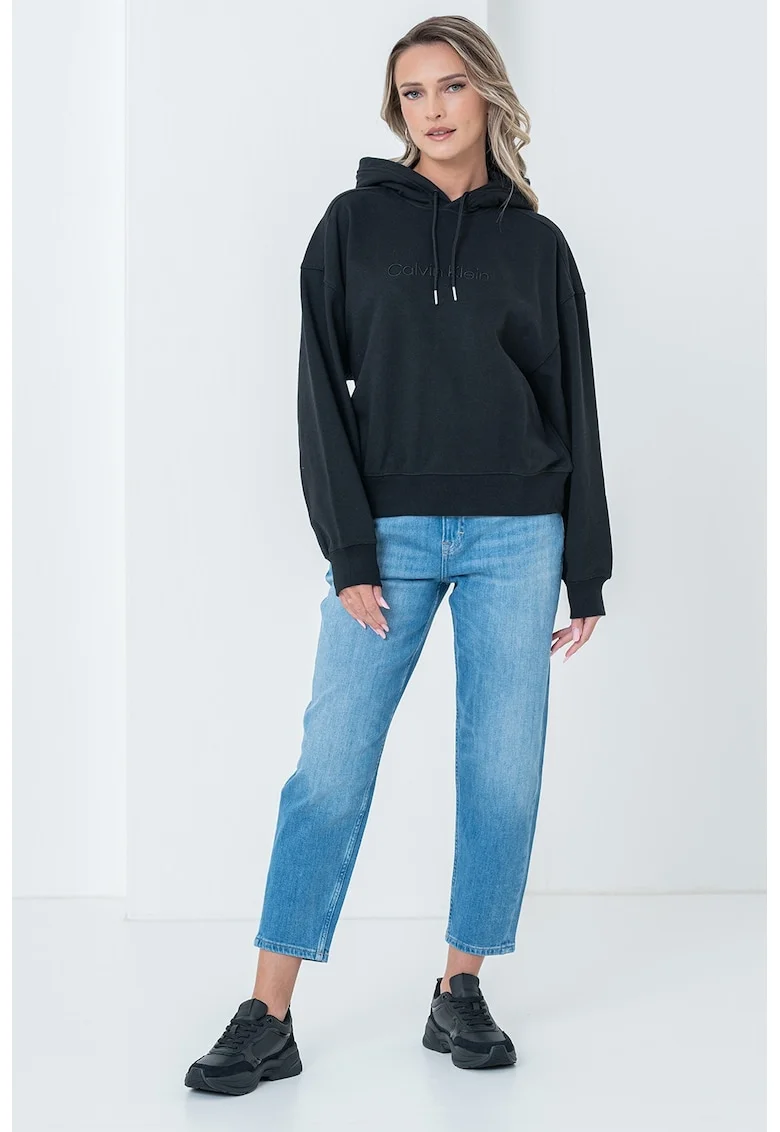 Hanorac cu broderie logo, Negru