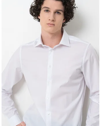 Camasa regular fit cu model uni, Alb