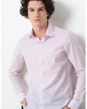 Camasa slim fit, Alb/Roz deschis