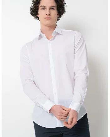 Camasa slim fit cu guler ascutit, Alb