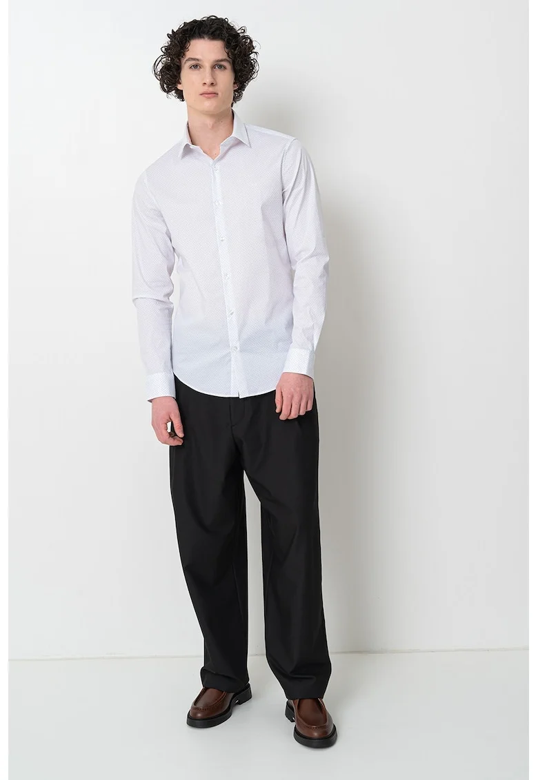 Camasa slim fit, Alb/Albastru deschis