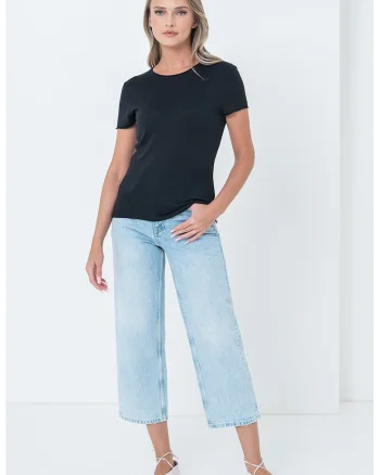 Tricou slim fit cu model uni, Negru