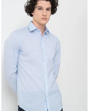 Camasa slim fit cu aspect texturat, Albastru deschis