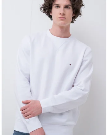Bluza de trening regular fit cu decolteu la baza gatului, Alb optic
