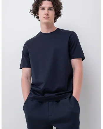 Tricou regular fit cu decolteu la baza gatului, Bleumarin