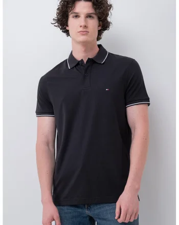 Tricou polo regular fit din amestec de lyocell, Negru