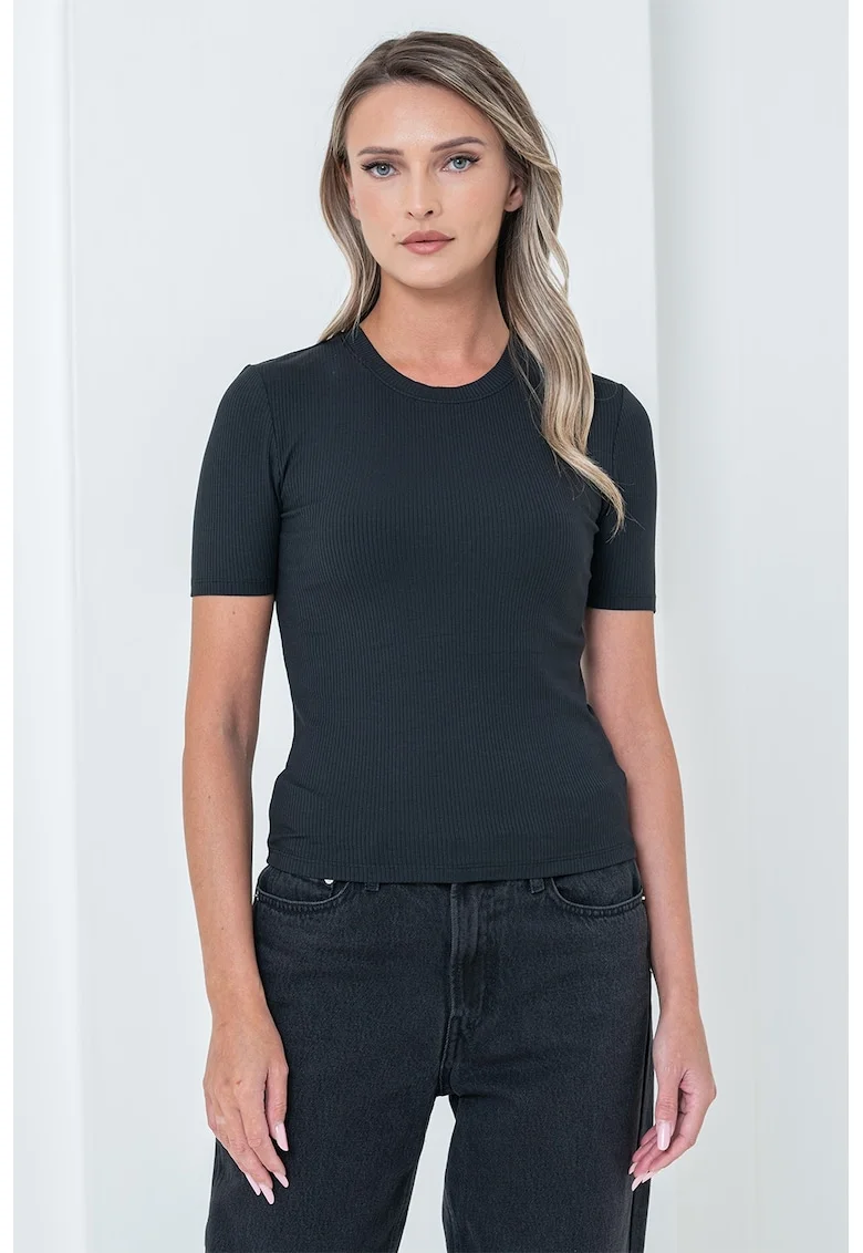 Tricou elastic din amestec de modal, Negru