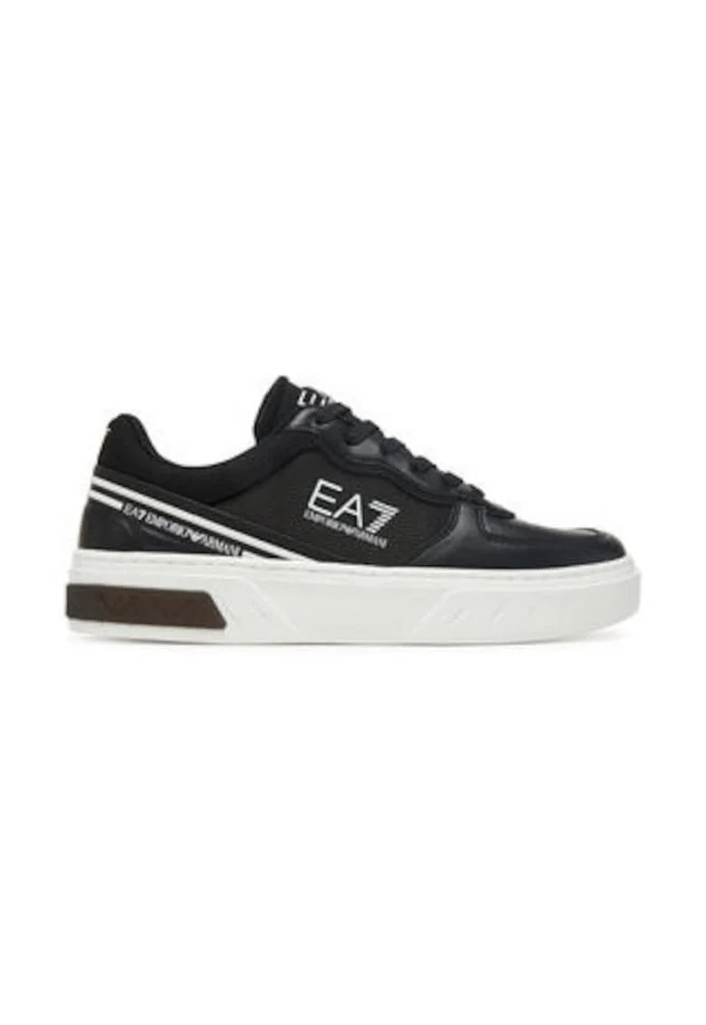 Tenisi barbati, Emporio Armani  305577610, negru, piele ecologica