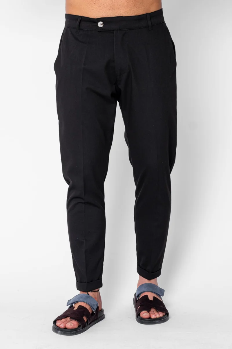 Pantaloni lung cu tiv intors Black