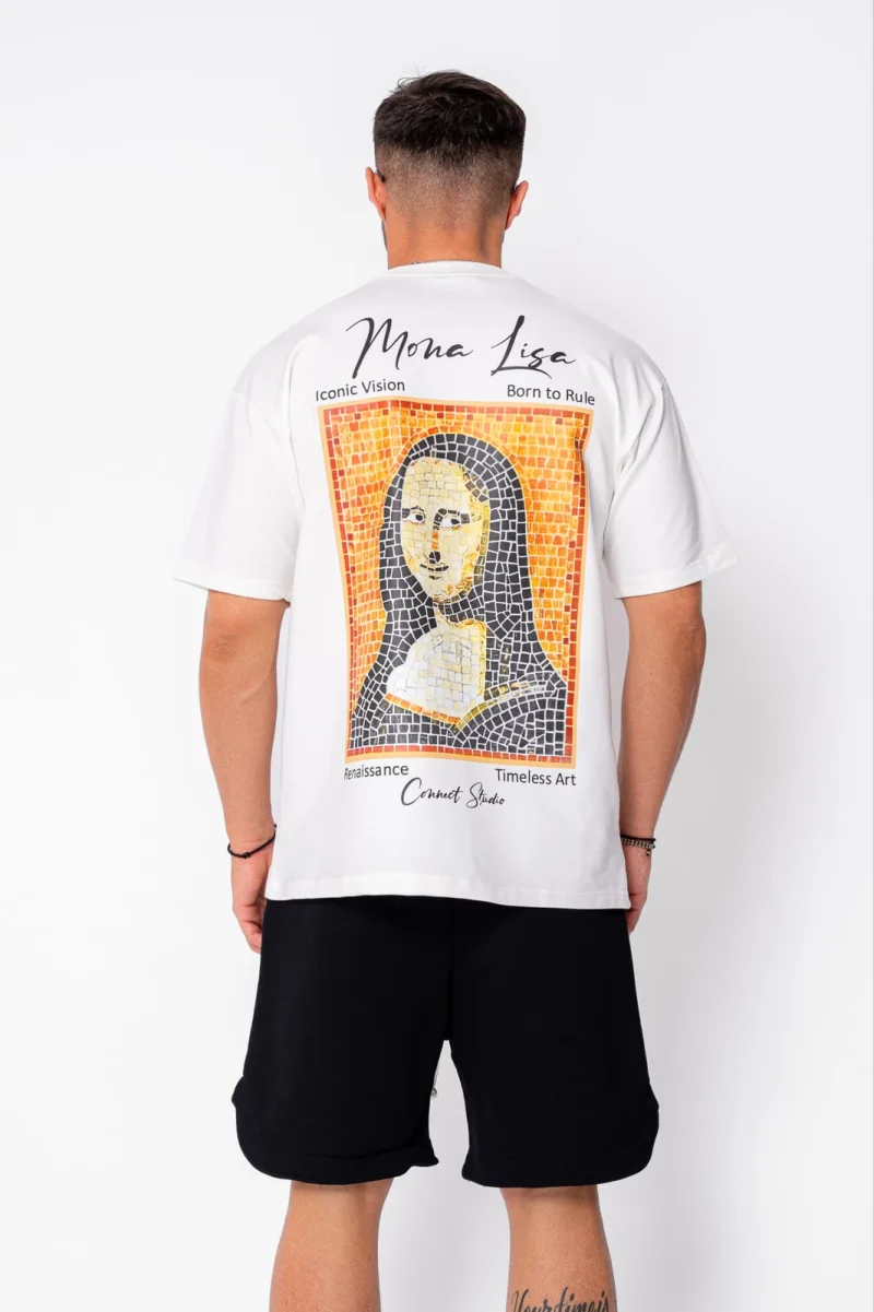 Tricou Mona Lisa imprimat Off White