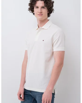 Tricou polo regular fit, Crem