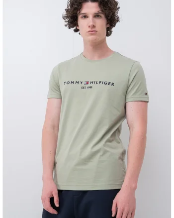 Tricou slim fit din bumbac cu broderie, Verde pal