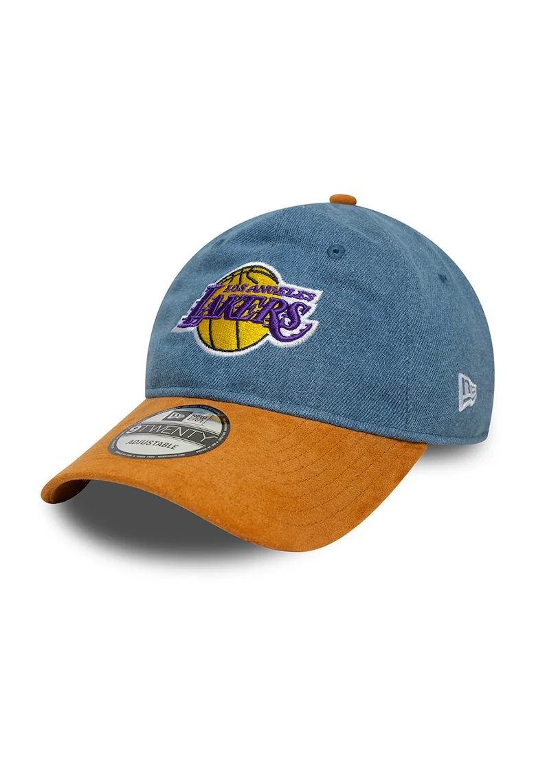 Sapca din denim si piele intoarsa sintetica LA Lakers, Galben inchis/Albastru deschis