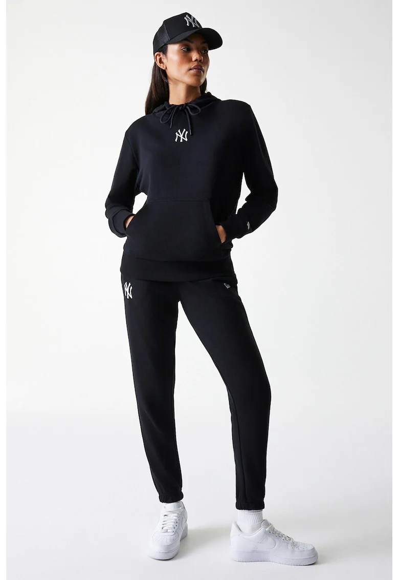 Pantaloni de trening din amestec de bumbac cu logo brodat, Negru