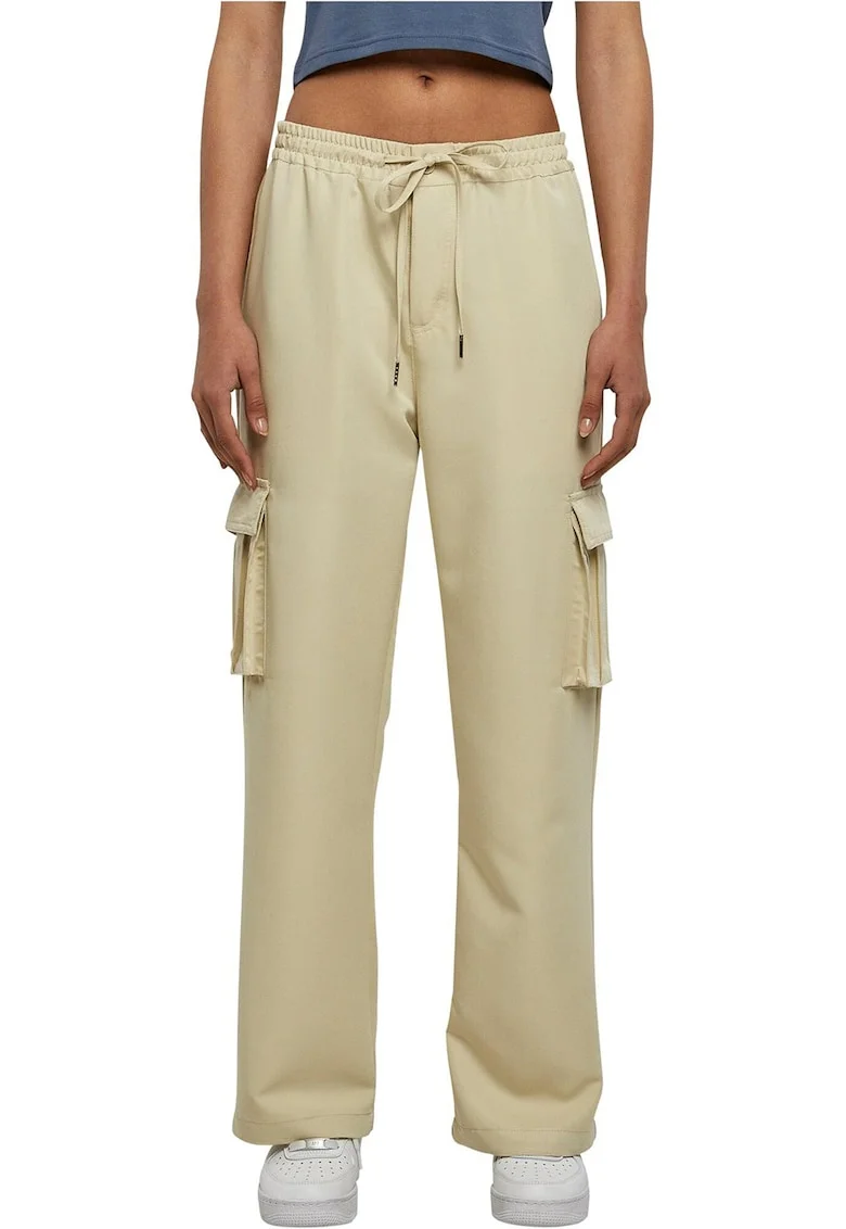 Pantaloni cargo cu croiala ampla si snur de ajustare, Bej