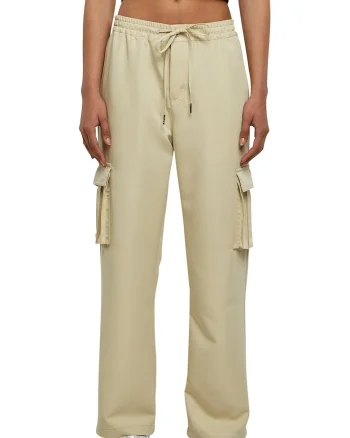 Pantaloni cargo cu croiala ampla si snur de ajustare, Bej