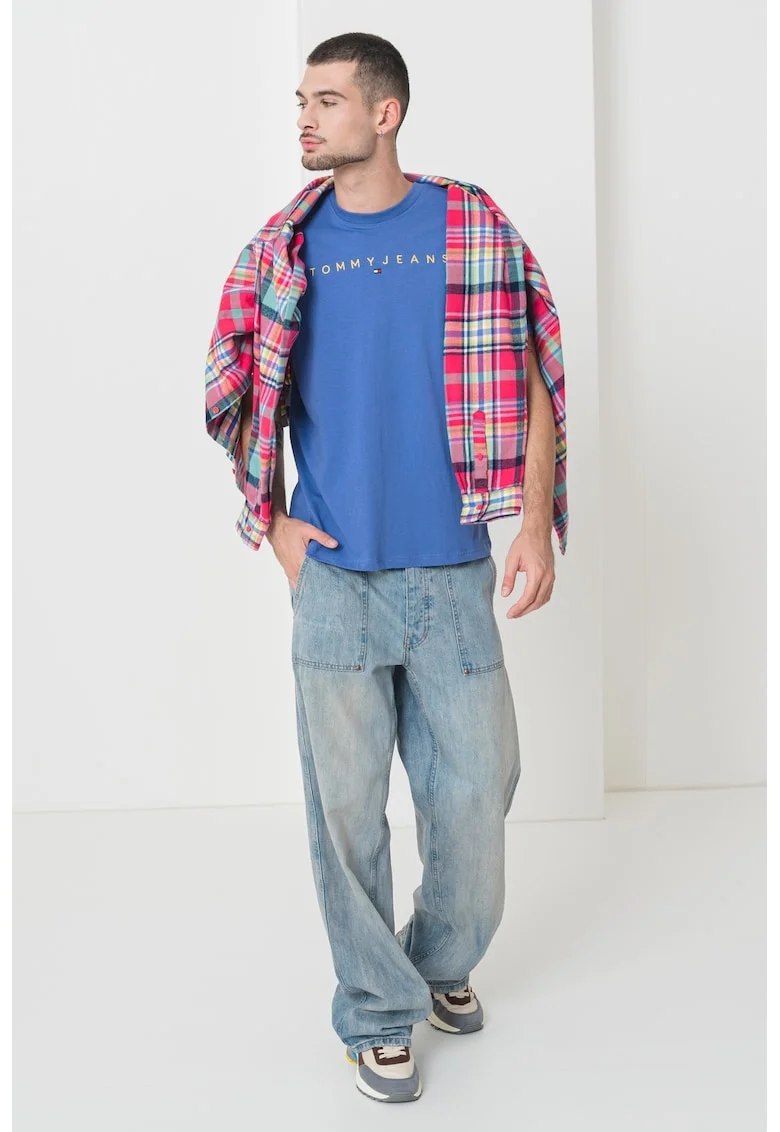 Tricou din bumbac cu logo brodat, Albastru royal/Albastru