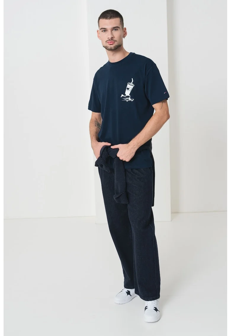 Tricou relaxed fit cu imprimeu grafic pe partea din spate, Alb/Albastru ultramarin