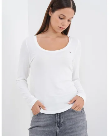 Bluza striata din amestec de modal, Alb murdar
