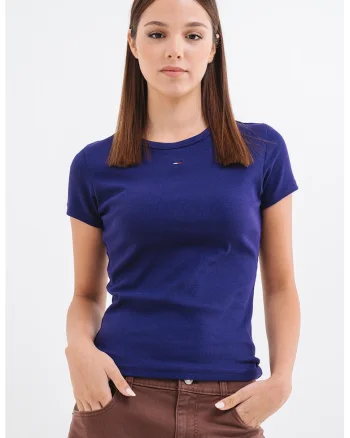 Tricou slim fit striat, Albastru indigo