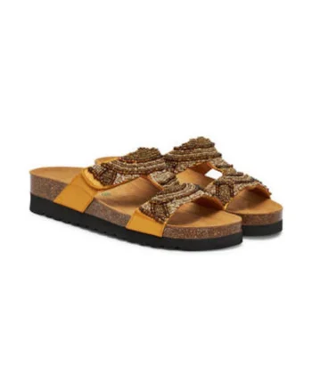 Papuci dama, Grunland, piele ecologica, galben, tehnologie EVA