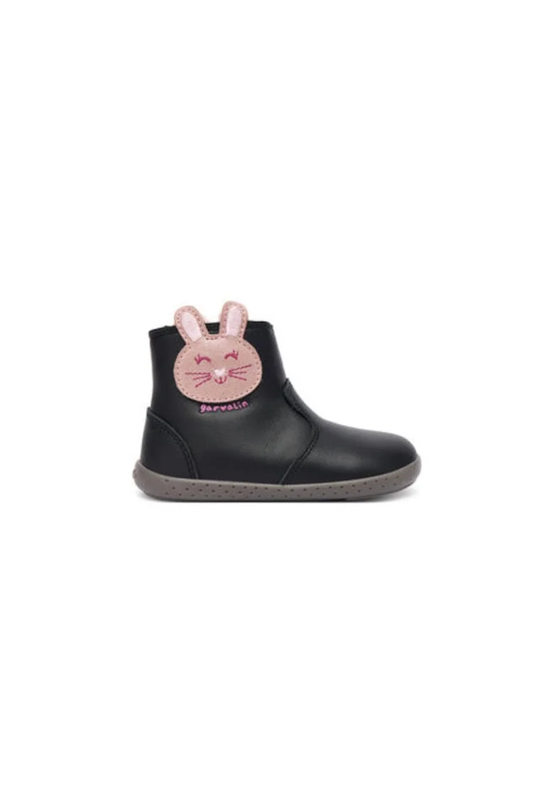 Ghete pentru fete,  305467409, piele naturala, negru/roz