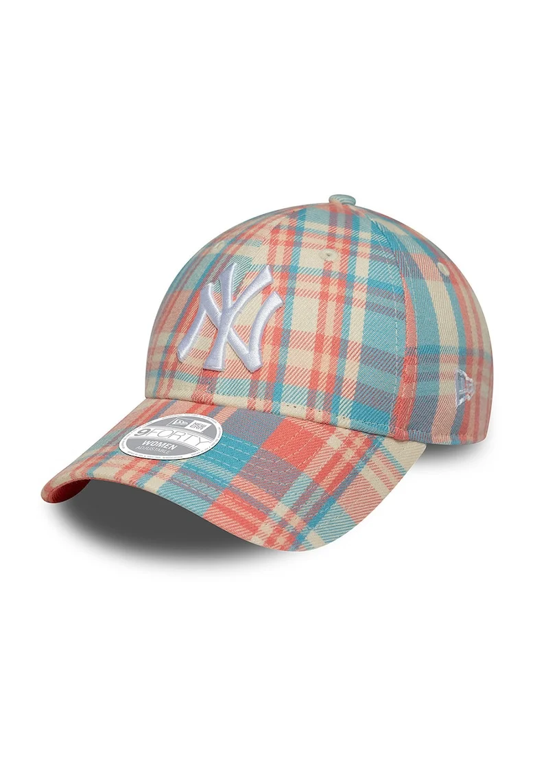 Sapca cu model in carouri si broderie logo 9FORTY®, Roz somon/Bej/Albastru