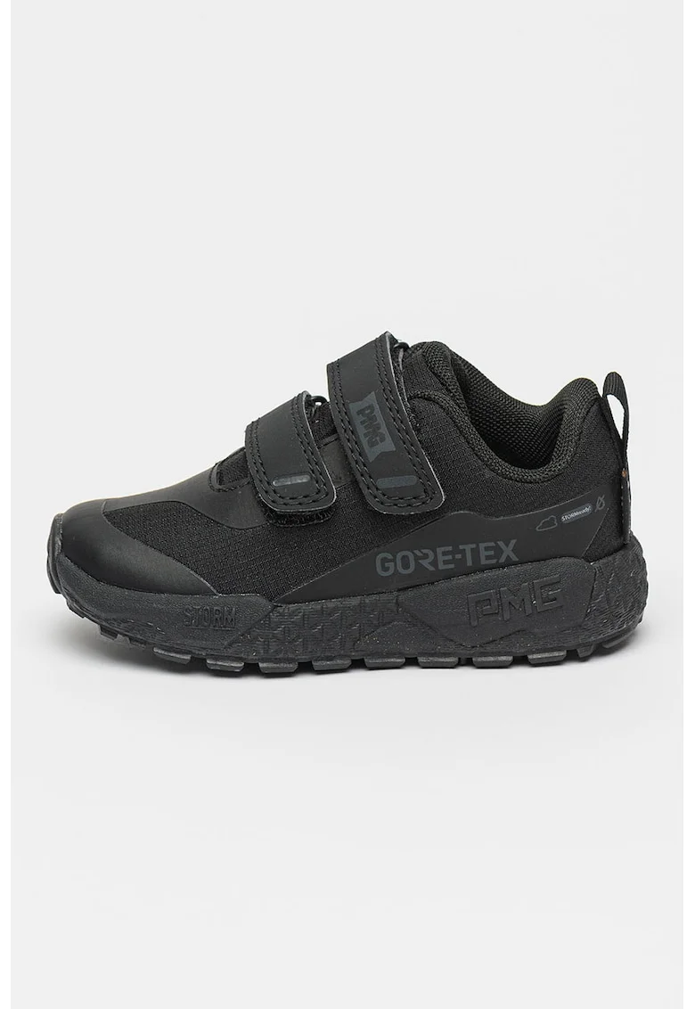 Pantofi sport impermeabili din material textil cu barete velcro, Negru stins