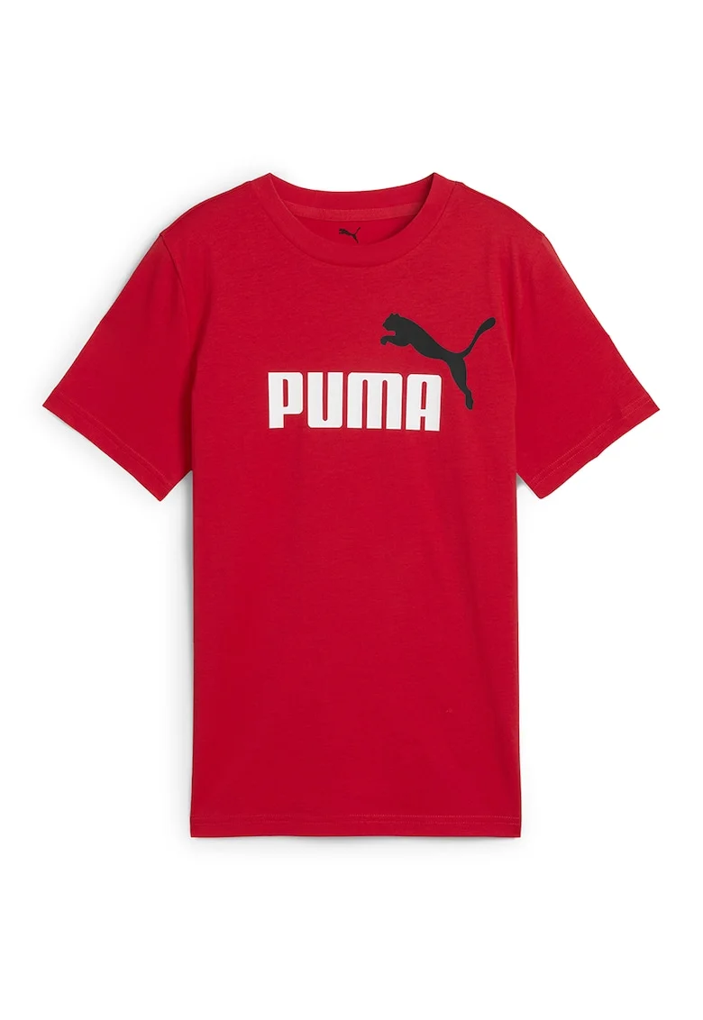 Tricou de bumbac cu imprimeu logo, Rosu/Alb