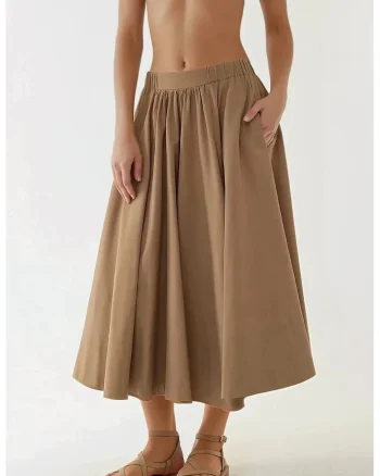 Fusta maxi dama  textil, maro, Maro