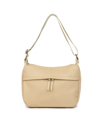 Poseta din piele naturala Amelia, Crem