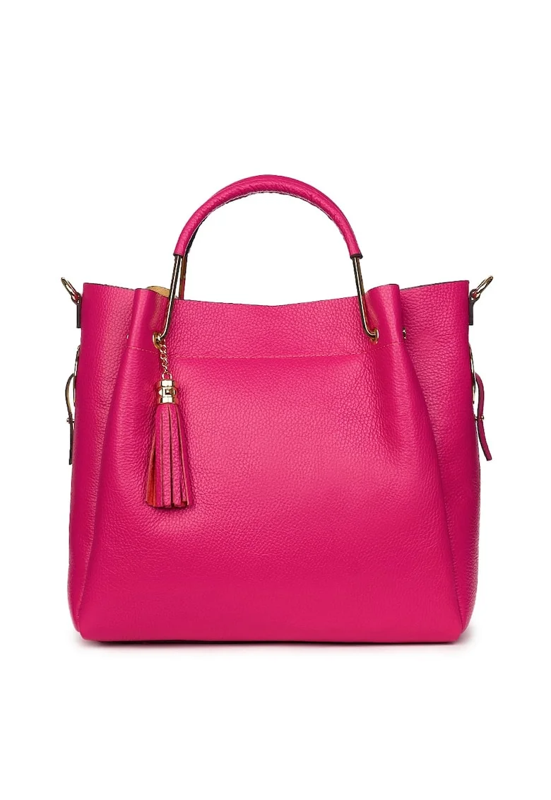 Geanta Fabiana din piele naturala pentru dama, Fucsia, 32x32cm
