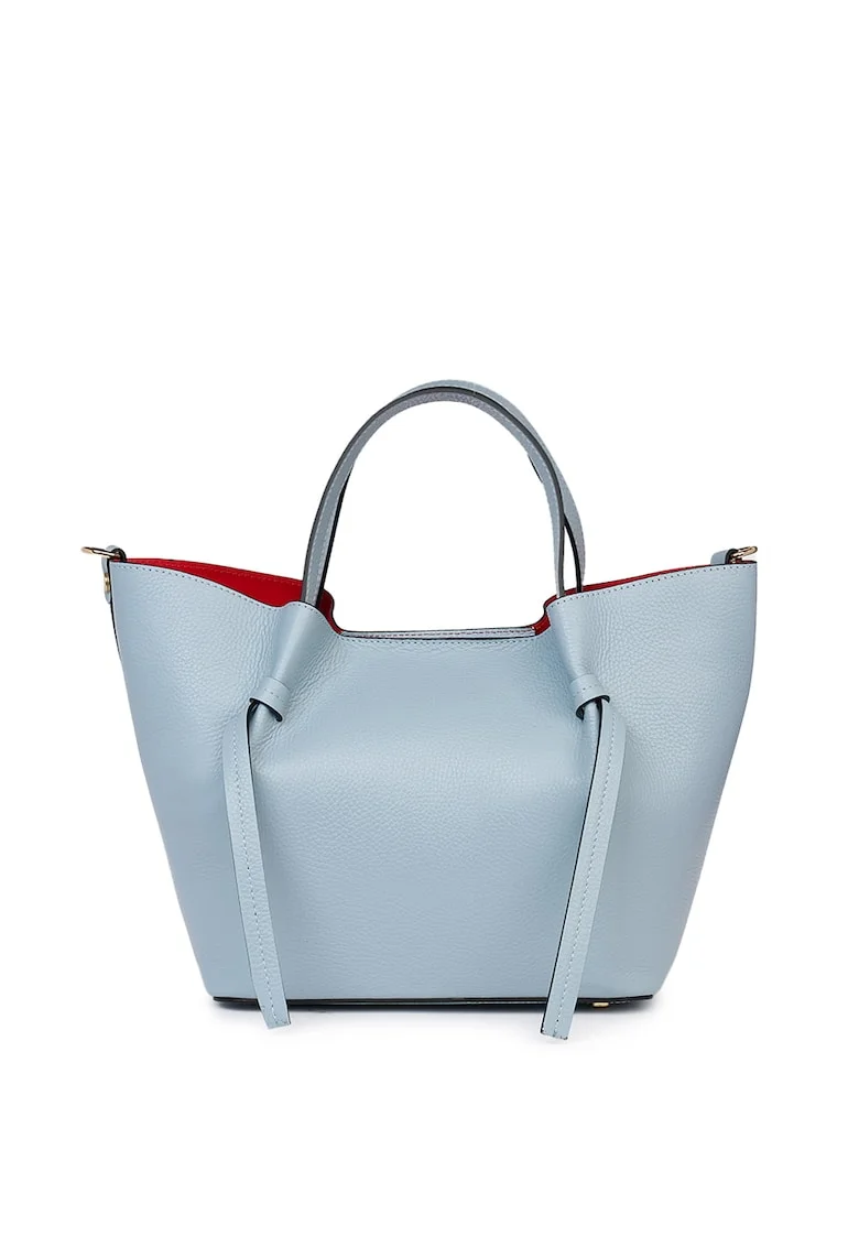 Geanta shopper din piele naturala Veronica, Albastru deschis