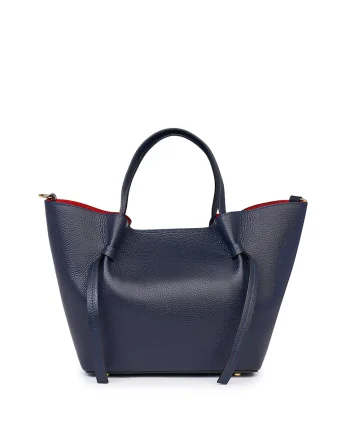 Geanta shopper din piele naturala Veronica, Bleumarin