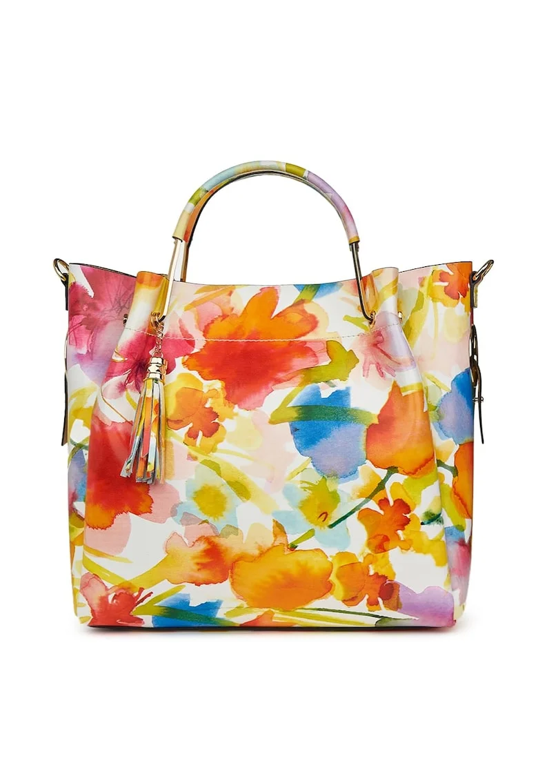 Geanta dama din piele naturala Fabiana cu model floral FF1, Flori