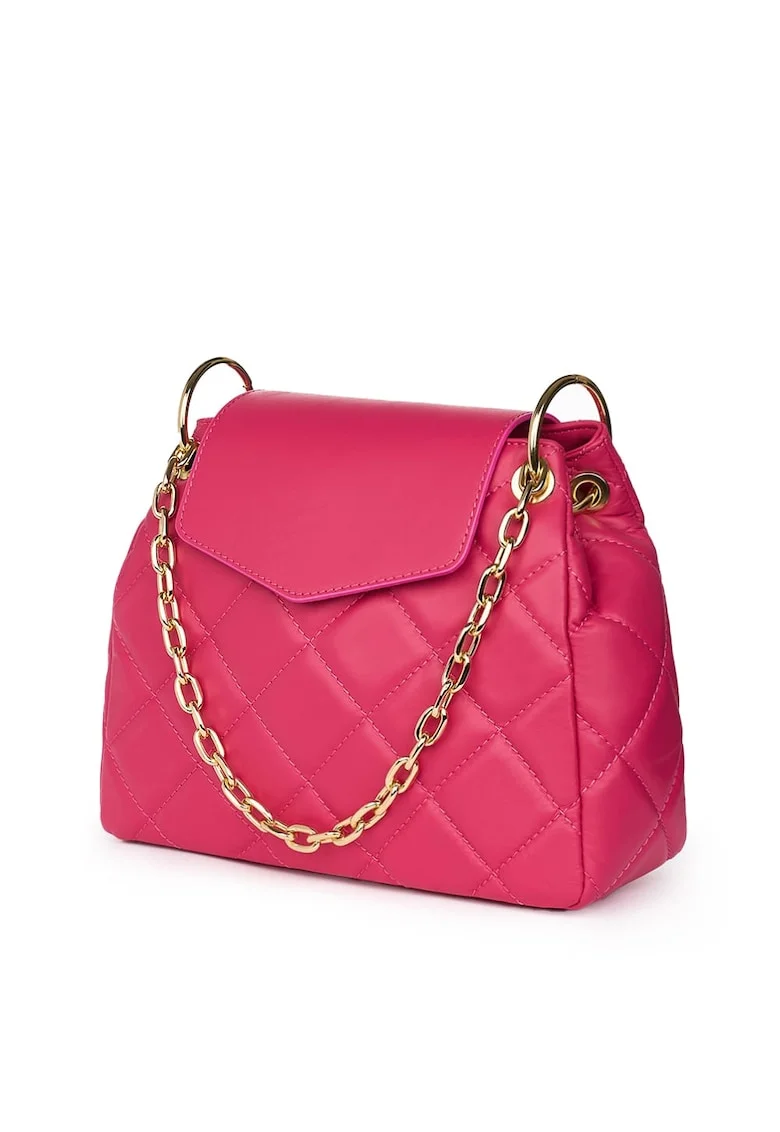 Geanta din piele matlasata Evia fucsia, Fucsia