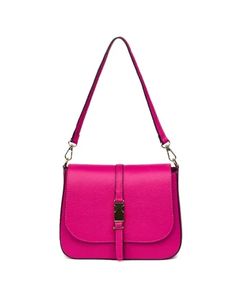 Poseta din piele naturala Aretha fucsia, Fucsia