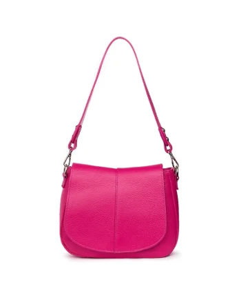 Geanta din piele naturala Roberta, Fucsia