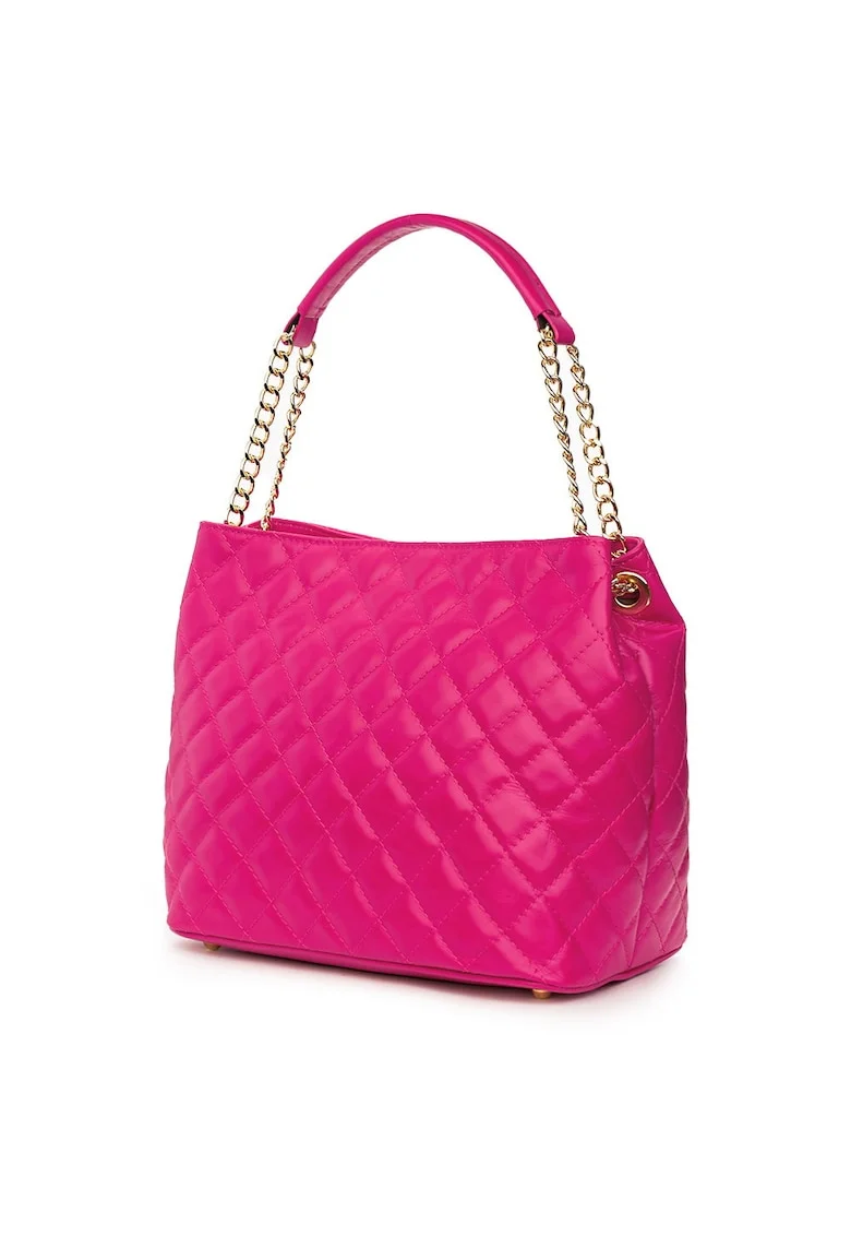Geanta din piele matlasata Paloma fucsia, Fucsia