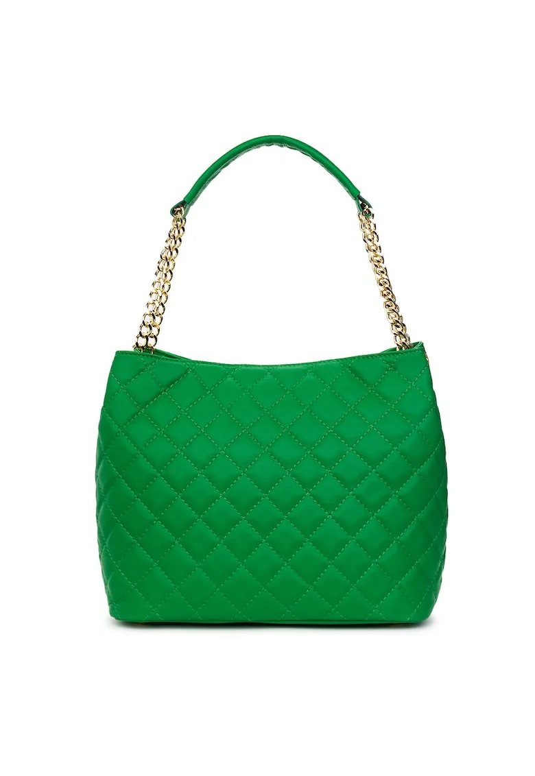 Geanta din piele matlasata Paloma fucsia, Verde