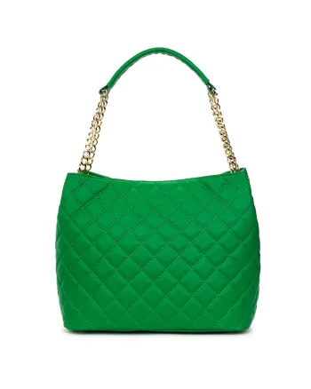 Geanta din piele matlasata Paloma fucsia, Verde
